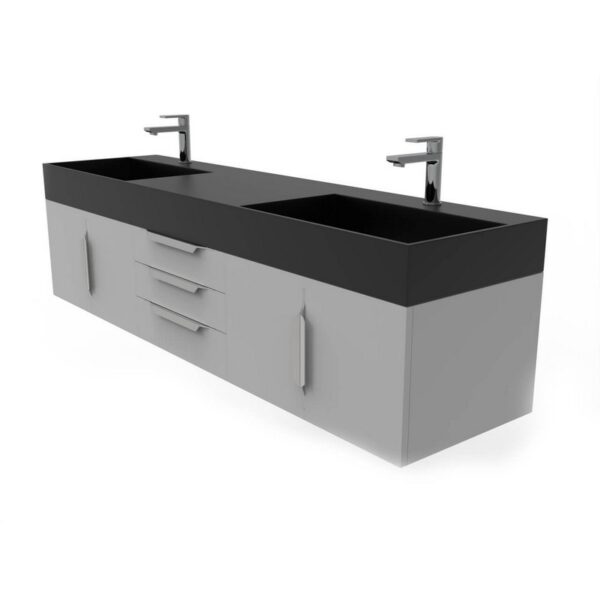 Castello USA CB-AMAZON-72G-SET Amazon 71 3/4 Inch Grey Vanity Set with Top