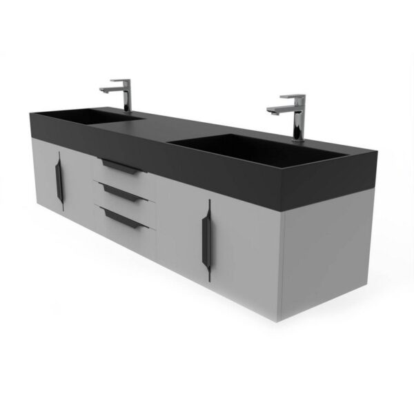 Castello USA CB-AMAZON-72G-SET Amazon 71 3/4 Inch Grey Vanity Set with Top