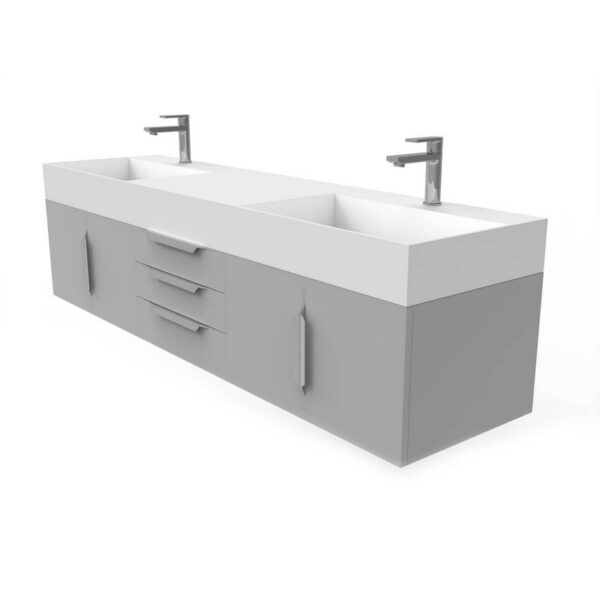 Castello USA CB-AMAZON-72G-SET Amazon 71 3/4 Inch Grey Vanity Set with Top