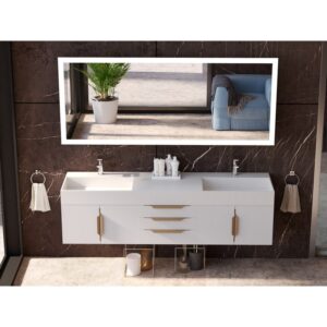 Castello USA CB-AMAZON-72W-SET Amazon 71 3/4 Inch White Vanity Set with Top