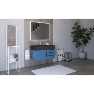 Castello USA CB-NILE-36BU-SET Nile 35 Inch Blue Vanity Set with Top