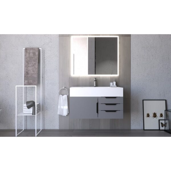 Castello USA CB-NILE-36G-SET Nile 35 Inch Grey Vanity Set with Top