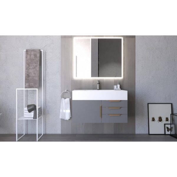 Castello USA CB-NILE-36G-SET Nile 35 Inch Grey Vanity Set with Top