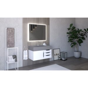 Castello USA CB-NILE-36W-SET Nile 35 Inch White Vanity Set with Top