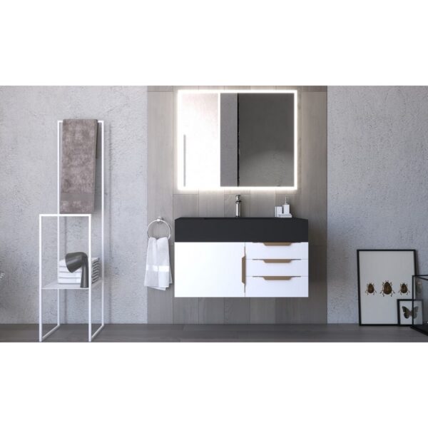 Castello USA CB-NILE-36W-SET Nile 35 Inch White Vanity Set with Top