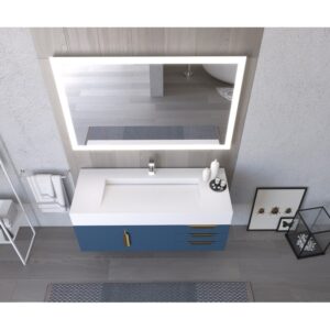 Castello USA CB-NILE-48BU-SET Nile 47 3/4 Inch Blue Vanity Set with Top