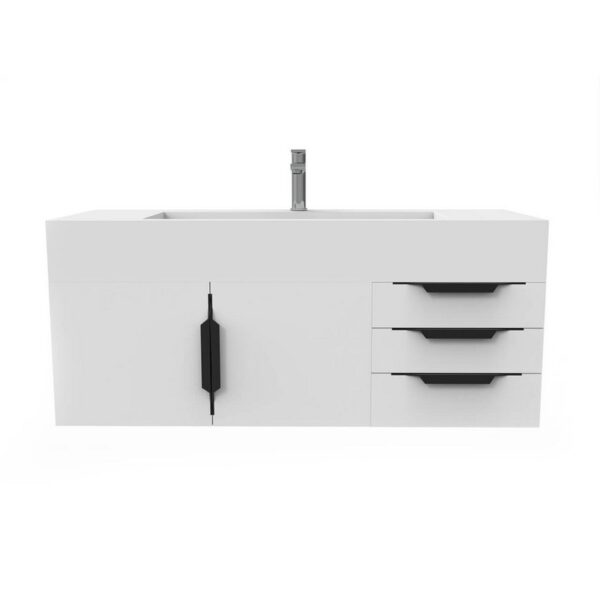 Castello USA CB-NILE-48W-SET Nile 47 3/4 Inch White Vanity Set with Top