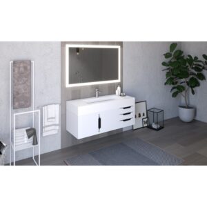 Castello USA CB-NILE-48W-SET Nile 47 3/4 Inch White Vanity Set with Top