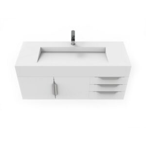 Castello USA CB-NILE-48W-SET Nile 47 3/4 Inch White Vanity Set with Top