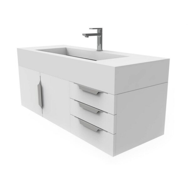 Castello USA CB-NILE-48W-SET Nile 47 3/4 Inch White Vanity Set with Top