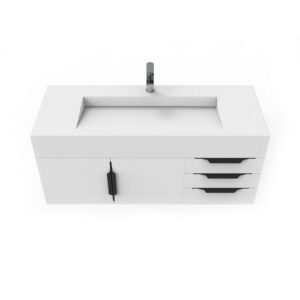 Castello USA CB-NILE-48W-SET Nile 47 3/4 Inch White Vanity Set with Top