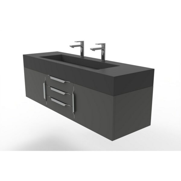 Castello USA CB-NILE-60B-SET Nile 59 1/2 Inch Black Vanity Set with Top