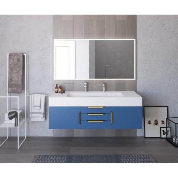 Castello USA CB-NILE-60BU-SET Nile 59 1/2 Inch Blue Vanity Set with Top