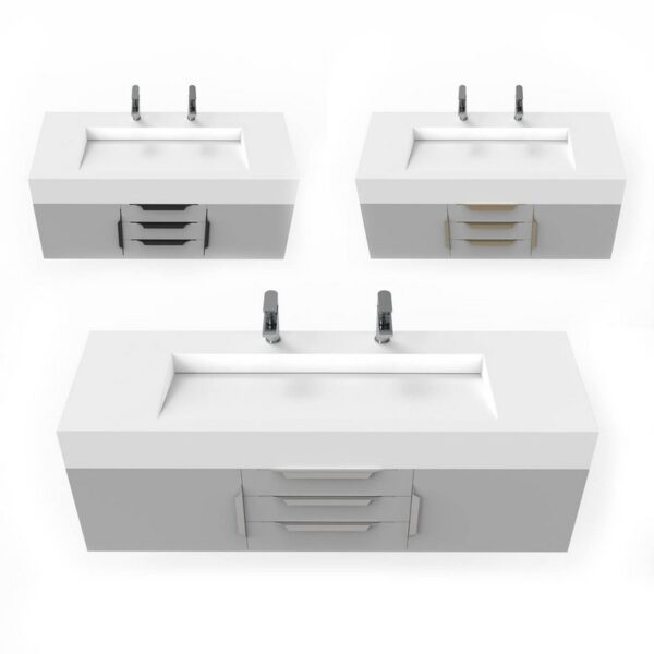 Castello USA CB-NILE-60G-SET Nile 59 1/2 Inch Grey Vanity Set with Top