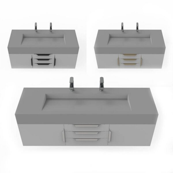 Castello USA CB-NILE-60G-SET Nile 59 1/2 Inch Grey Vanity Set with Top