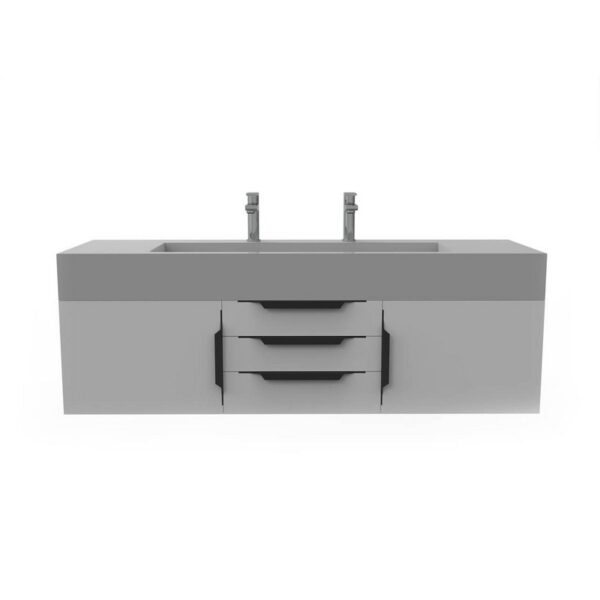 Castello USA CB-NILE-60G-SET Nile 59 1/2 Inch Grey Vanity Set with Top