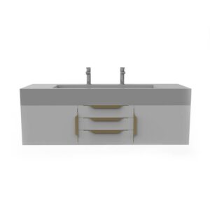 Castello USA CB-NILE-60G-SET Nile 59 1/2 Inch Grey Vanity Set with Top