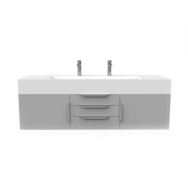 Castello USA CB-NILE-60G-SET Nile 59 1/2 Inch Grey Vanity Set with Top