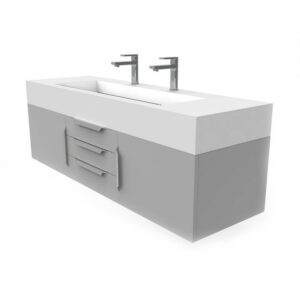 Castello USA CB-NILE-60G-SET Nile 59 1/2 Inch Grey Vanity Set with Top