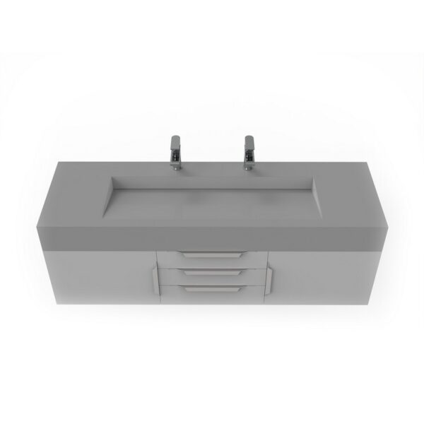 Castello USA CB-NILE-60G-SET Nile 59 1/2 Inch Grey Vanity Set with Top