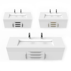 Castello USA CB-NILE-60W-SET Nile 59 1/2 Inch White Vanity Set with Top