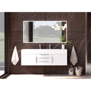 Castello USA CB-NILE-60W-SET Nile 59 1/2 Inch White Vanity Set with Top