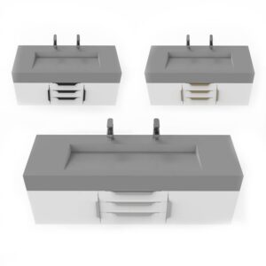 Castello USA CB-NILE-60W-SET Nile 59 1/2 Inch White Vanity Set with Top