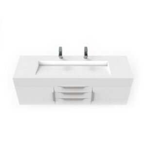 Castello USA CB-NILE-60W-SET Nile 59 1/2 Inch White Vanity Set with Top