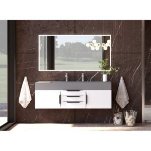 Castello USA CB-NILE-60W-SET Nile 59 1/2 Inch White Vanity Set with Top