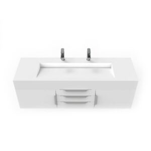 Castello USA CB-NILE-60W-SET Nile 59 1/2 Inch White Vanity Set with Top