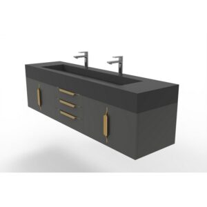 Castello USA CB-NILE-72B-SET Nile 71 3/4 Inch Black Vanity Set with Top