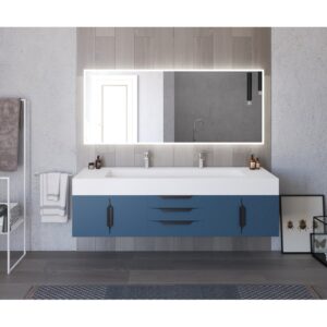 Castello USA CB-NILE-72BU-SET Nile 71 3/4 Inch Blue Vanity Set with Top