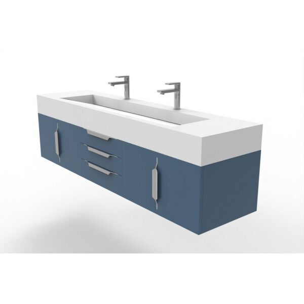 Castello USA CB-NILE-72BU-SET Nile 71 3/4 Inch Blue Vanity Set with Top