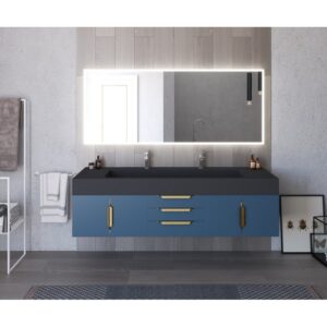 Castello USA CB-NILE-72BU-SET Nile 71 3/4 Inch Blue Vanity Set with Top