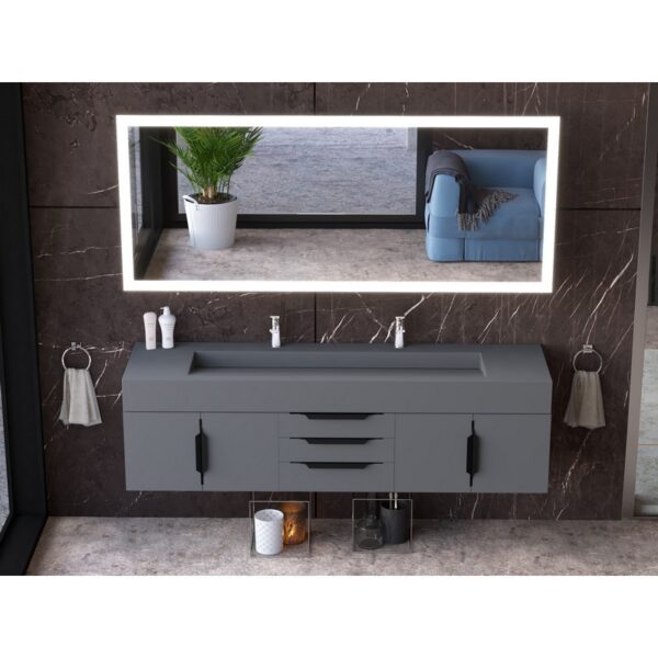 Castello USA CB-NILE-72G-SET Nile 71 3/4 Inch Grey Vanity Set with Top