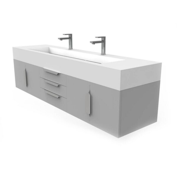 Castello USA CB-NILE-72G-SET Nile 71 3/4 Inch Grey Vanity Set with Top