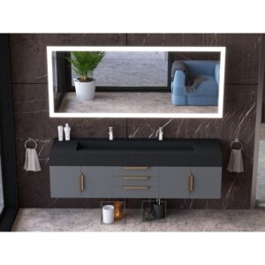 Castello USA CB-NILE-72G-SET Nile 71 3/4 Inch Grey Vanity Set with Top