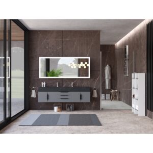 Castello USA CB-NILE-72G-SET Nile 71 3/4 Inch Grey Vanity Set with Top