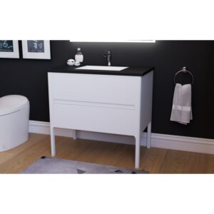 Castello USA CB-SERENA-36W-SET Serena 36 Inch White Vanity Set with Top