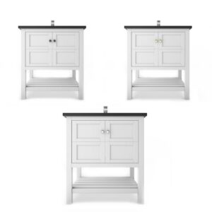 Castello USA CB-VENICE-30W-SET Venice 30 Inch White Vanity Set with Top