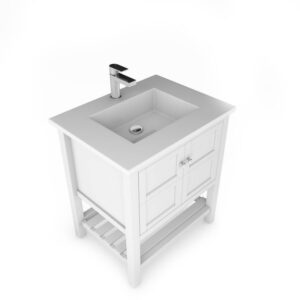 Castello USA CB-VENICE-30W-SET Venice 30 Inch White Vanity Set with Top