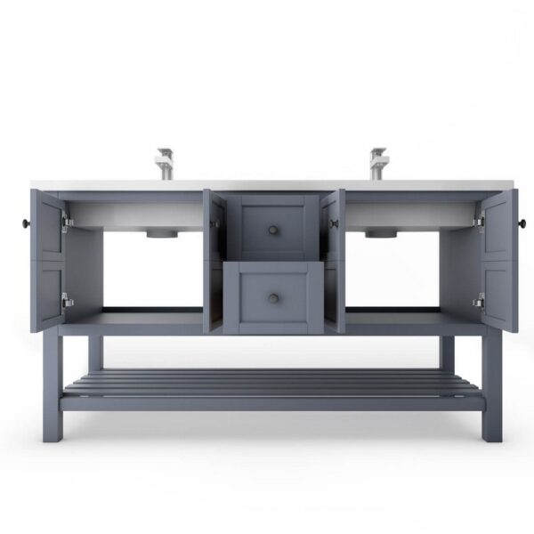 Castello USA CB-VENICE-60G-SET Venice 60 Inch Grey Vanity Set with Top