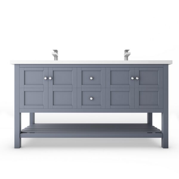 Castello USA CB-VENICE-60G-SET Venice 60 Inch Grey Vanity Set with Top