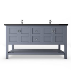 Castello USA CB-VENICE-60G-SET Venice 60 Inch Grey Vanity Set with Top