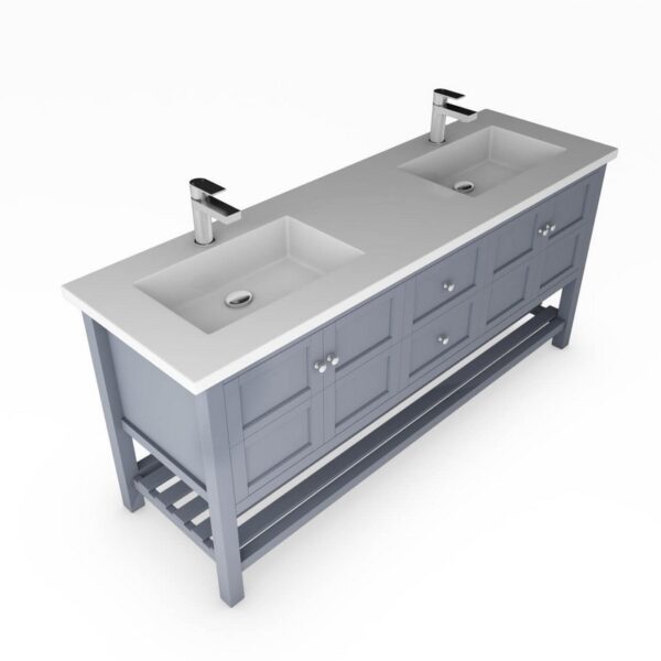 Castello USA CB-VENICE-72G-SET Venice 72 Inch Grey Vanity Set with Top