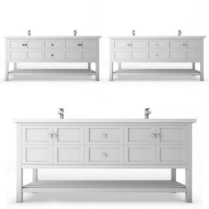 Castello USA CB-VENICE-72W-SET Venice 72 Inch White Vanity Set with Top