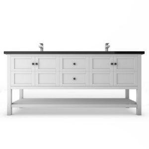 Castello USA CB-VENICE-72W-SET Venice 72 Inch White Vanity Set with Top