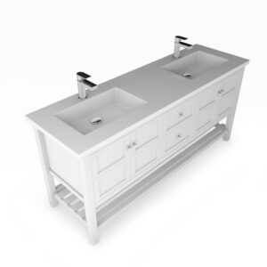 Castello USA CB-VENICE-72W-SET Venice 72 Inch White Vanity Set with Top