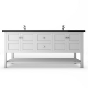 Castello USA CB-VENICE-72W-SET Venice 72 Inch White Vanity Set with Top