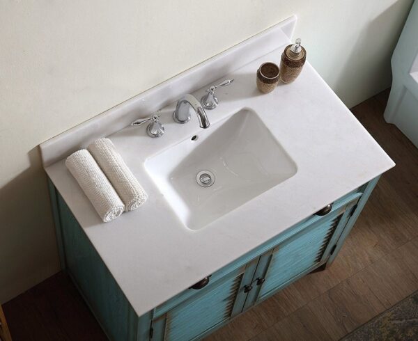 Chans Furniture CF-28884BU Abbeville 36 Inch Distressed Blue Bathroom Sink Vanity